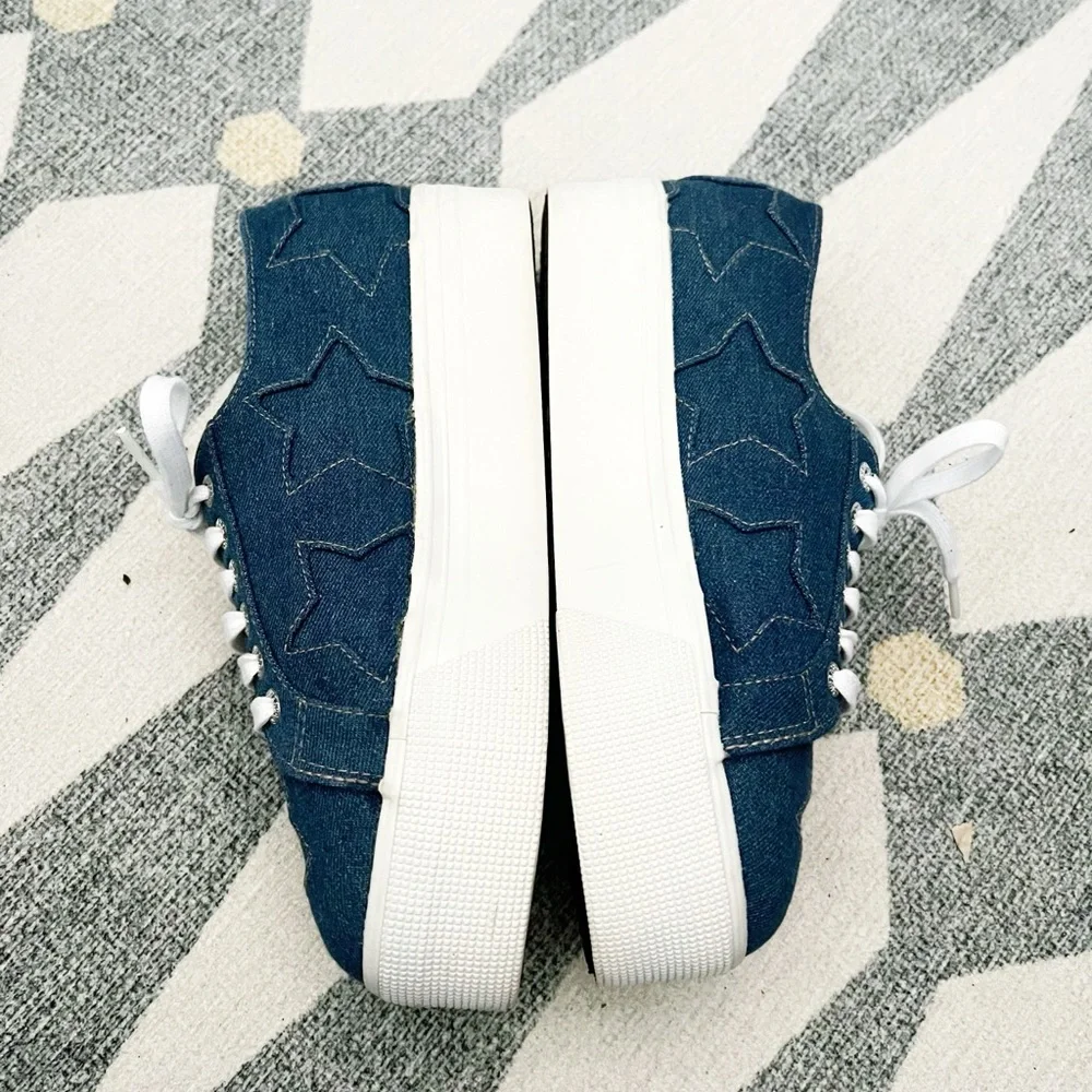 SUPERGA x Lizzy Rare Denim Patch Star Platform Sneaker Blue Denim 8